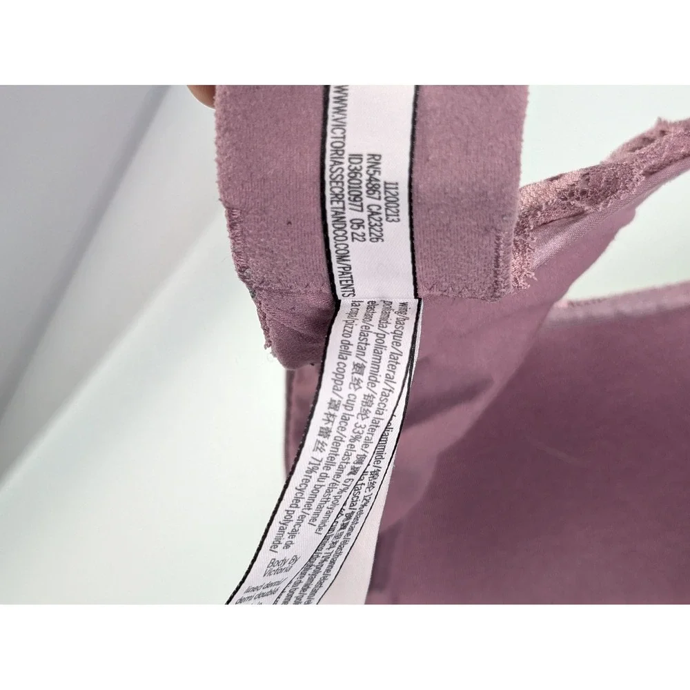 Victorias Secret Body by Victoria Lined Demi Bra 36DD Mauve Purple Floral Lace
